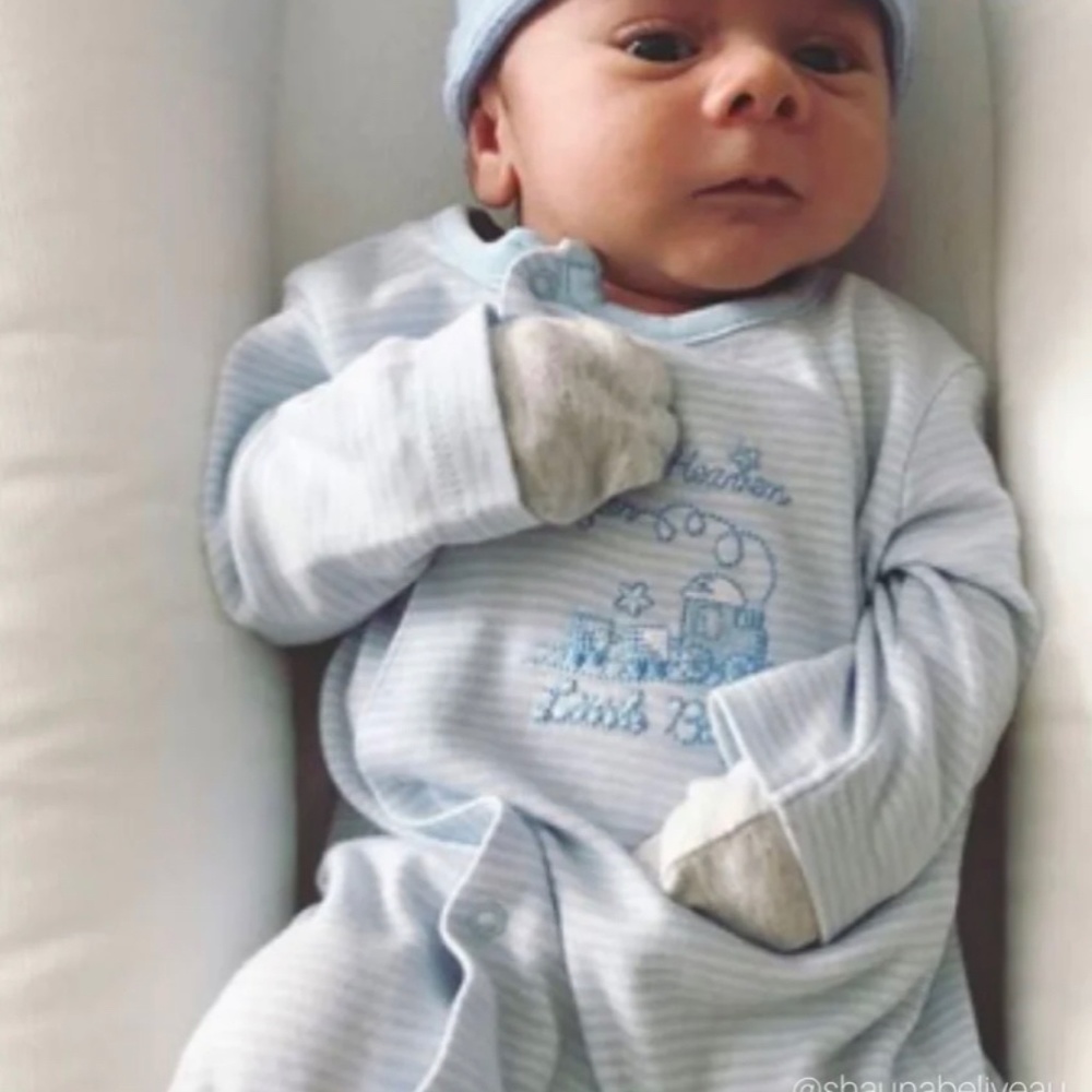 Little Me Thank Heaven for Little Boys Footed One-Piece size Preemie